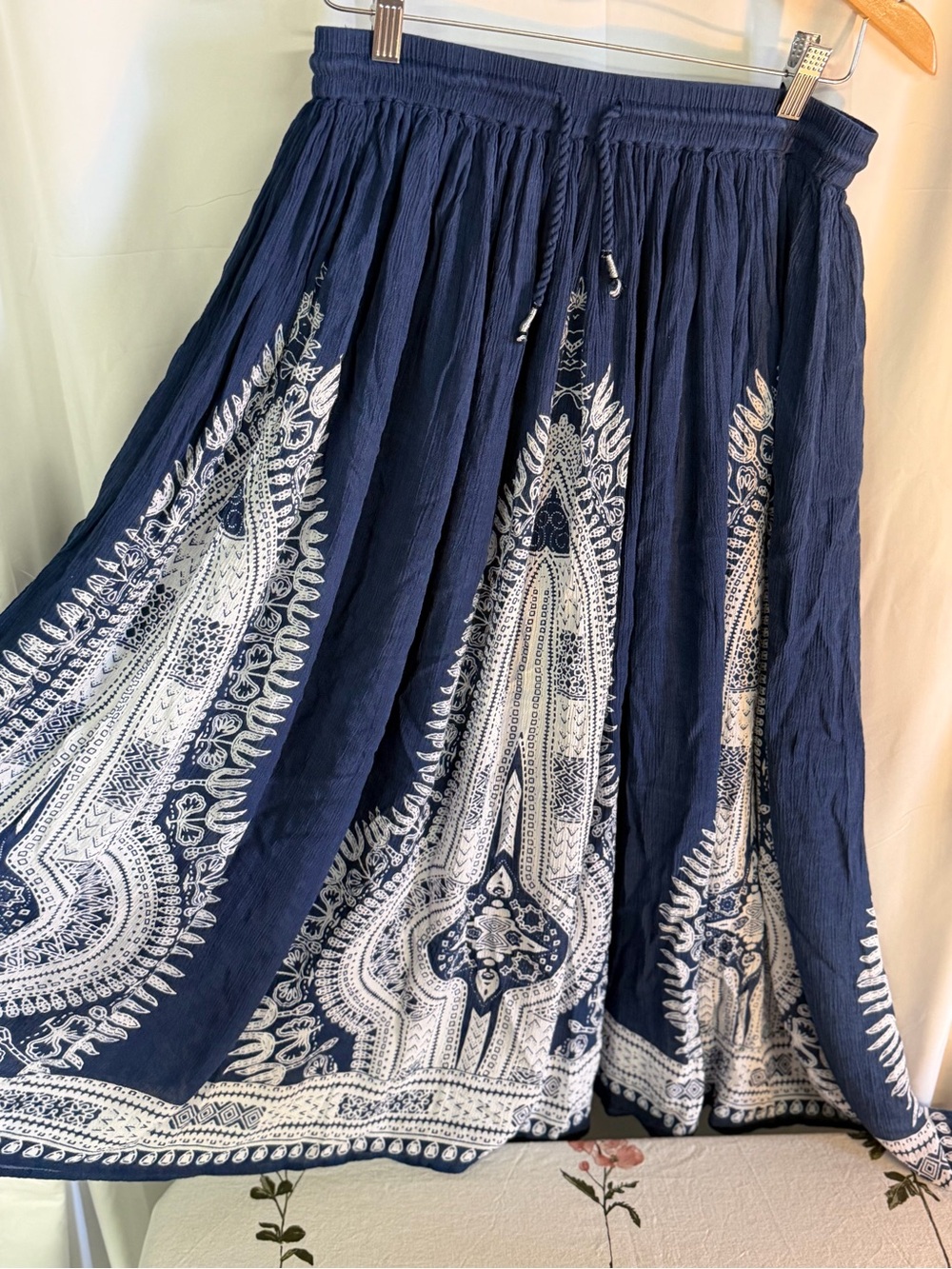 Philosophy Navy Maxi Skirt with White Paisley Print